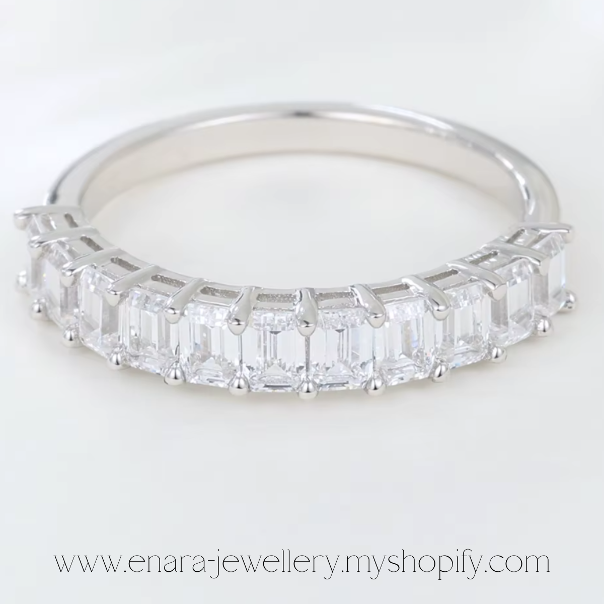 925 Sterling Silver Engagement Ring – Rhodium Plated Fine Jewellery Size 6 (UK Size L 1/2)