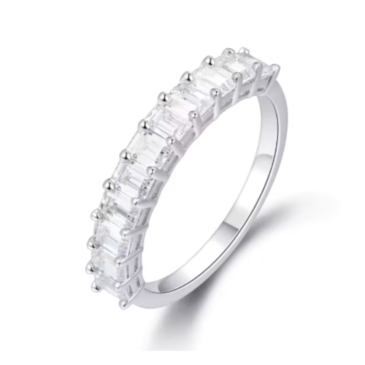 925 Sterling Silver Engagement Ring – Rhodium Plated Fine Jewellery Size 6 (UK Size L 1/2)