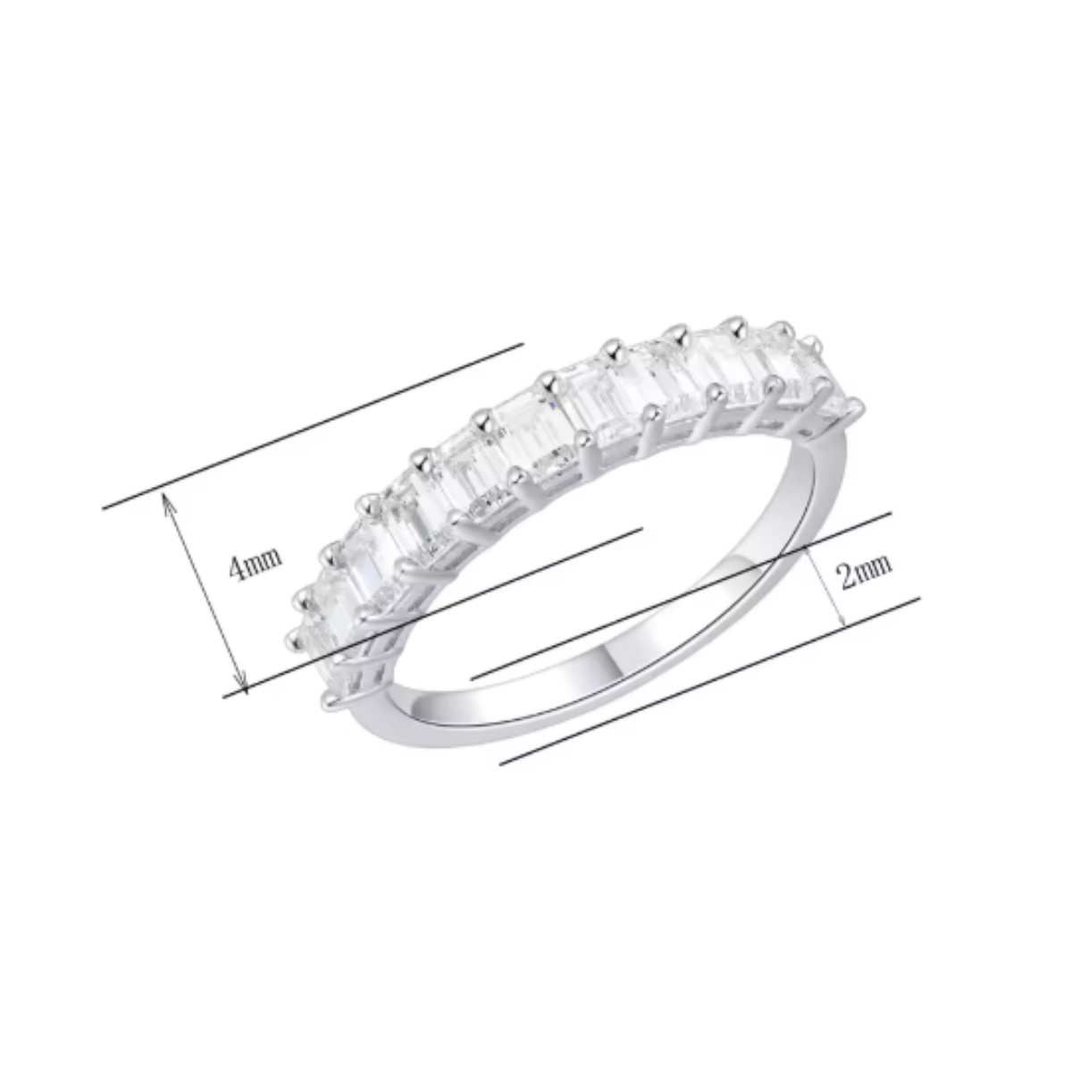 925 Sterling Silver Engagement Ring – Rhodium Plated Fine Jewellery Size 6 (UK Size L 1/2)