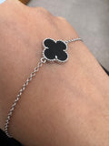 925 Silver Clover Lucky Charm Bracelet - Black